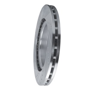 Acura TLX Brake Rotor (1) - Front Right - R1 Concepts - Drilled & Slotted - Silver - `21-`25